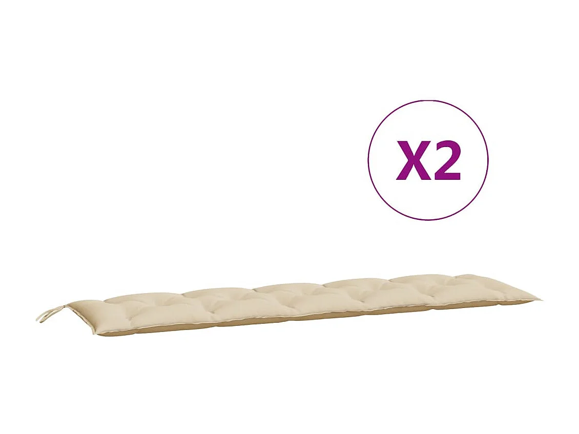 Coussins de banc de jardin 2 pièces beige 180x50x7 cm tissu Oxford