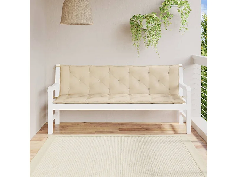 Almofadões banco jardim 2 peças 180x50x7cm tecido oxford bege