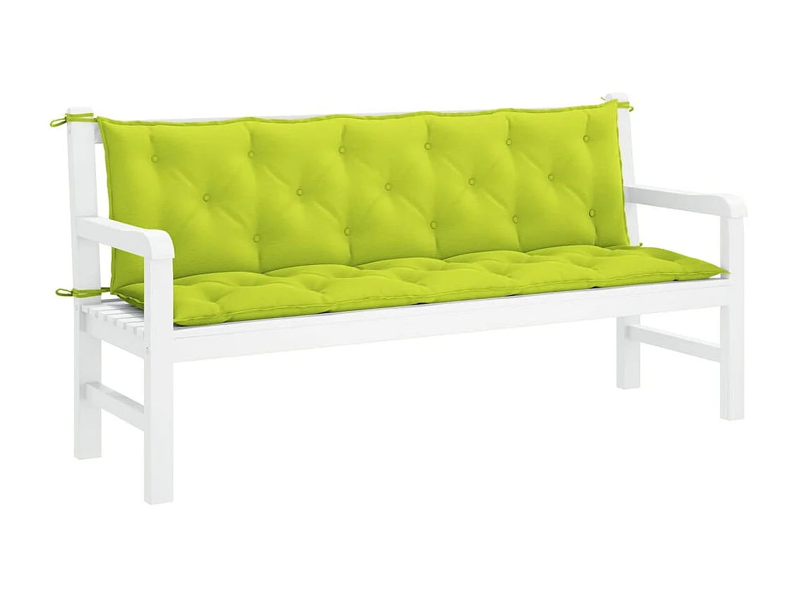 Cojines de banco de jardín 2 unidades verde brillante 180x50x7 cm