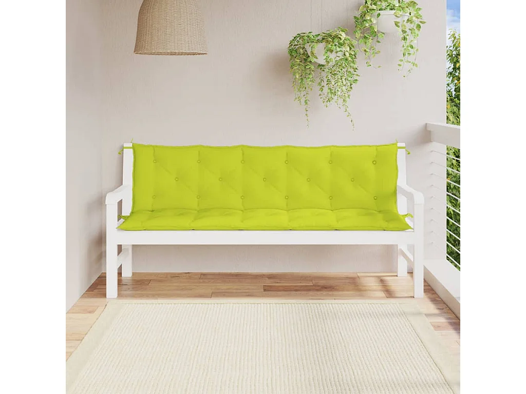 Cojines de banco de jardín 2 unidades verde brillante 180x50x7 cm