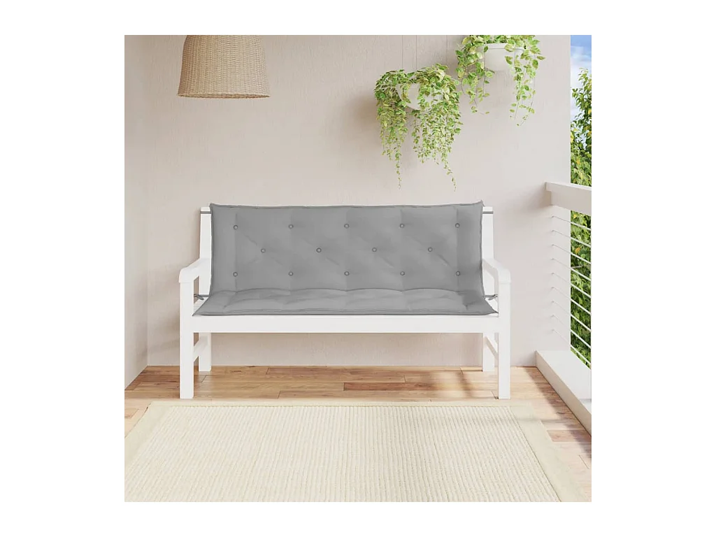 Cojines de banco de jardín 2 unidades tela Oxford gris 150x50x7 cm