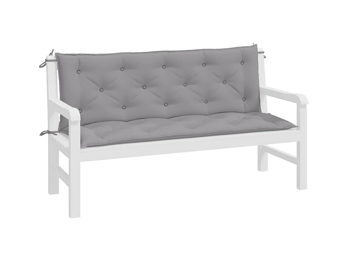 Cojines de banco de jardín 2 unidades tela Oxford gris 150x50x7 cm