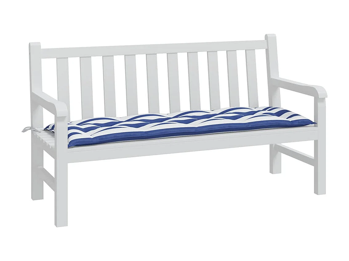 Cojín banco jardín tela Oxford a rayas azul y blanco 150x50x7cm