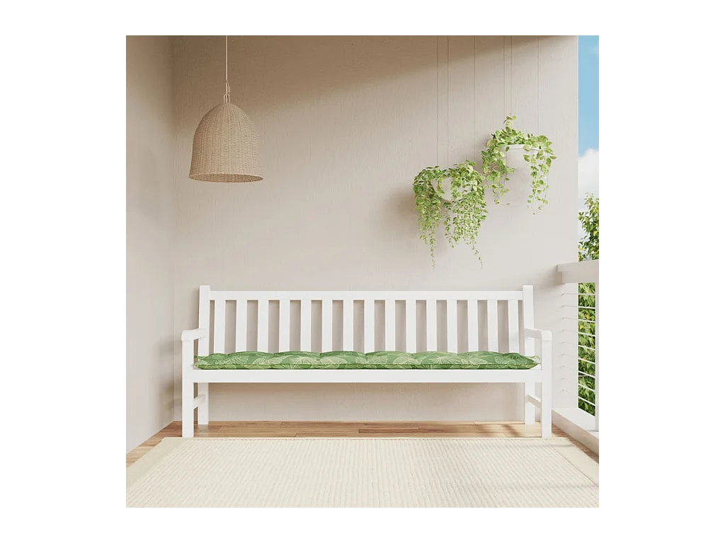 Coussin de banc de jardin motif de feuilles 200x50x7 cm tissu