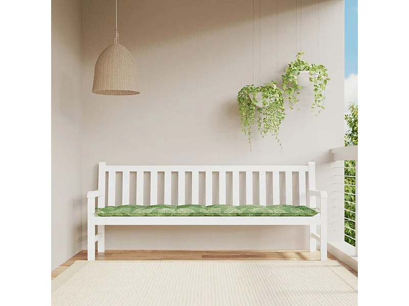 Tuinbankkussen bladpatroon 200x50x7 cm stof