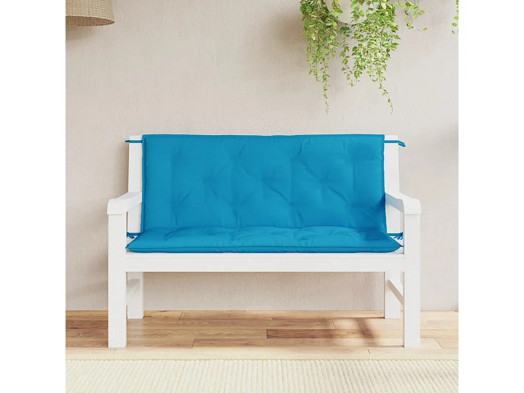 Cojines de banco de jardín 2 unidades azul claro 120x50x7 cm