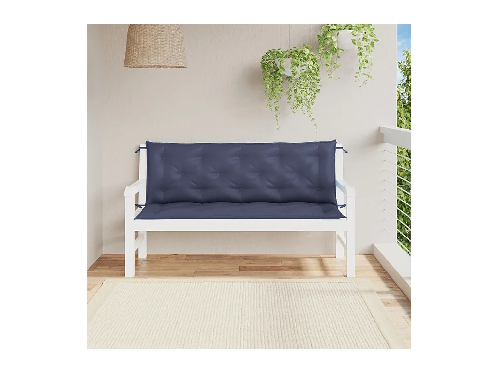 Coussins de banc de jardin lot de 2 bleu marine 150x50x7 cm