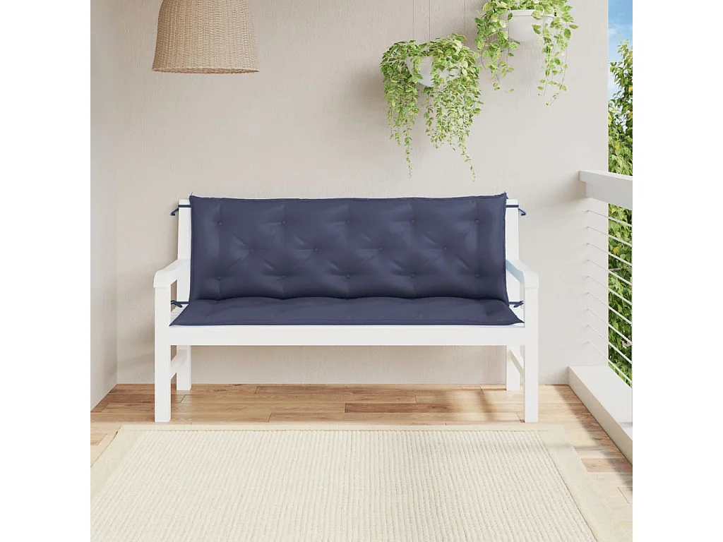 Coussins de banc de jardin lot de 2 bleu marine 150x50x7 cm