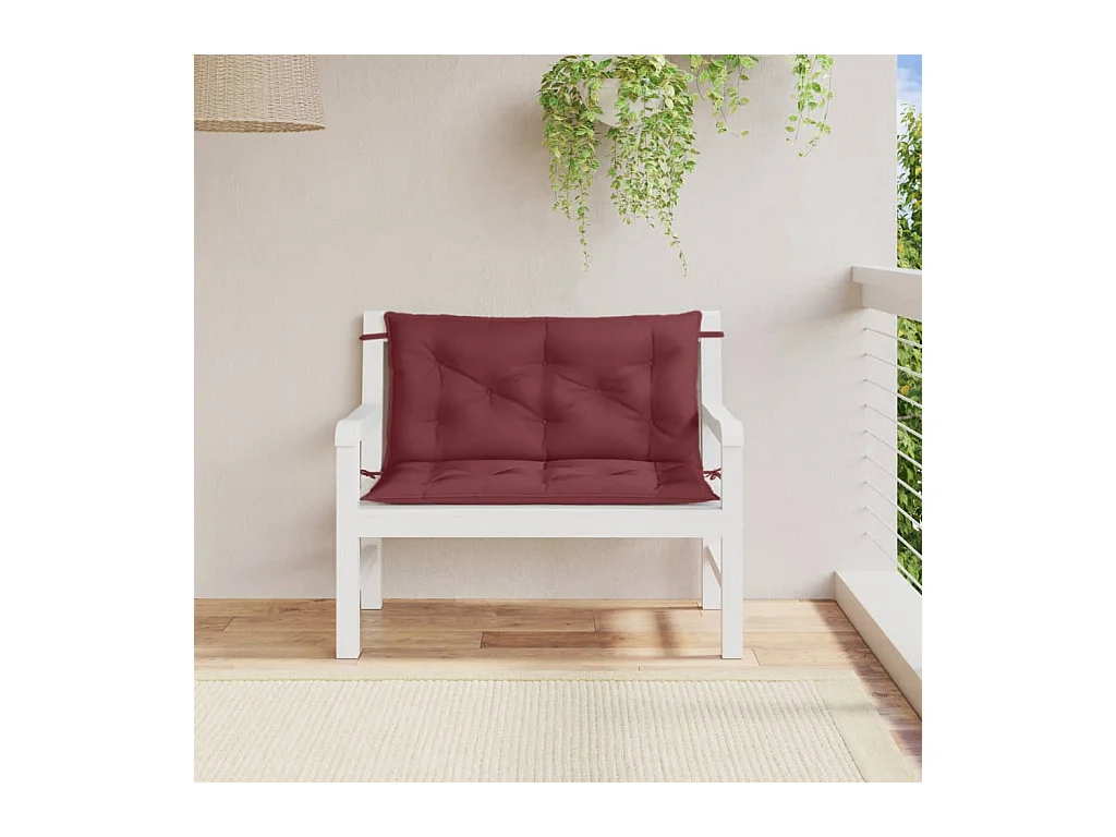 Cojines banco jardín 2 unidades tela rojo tinto melange 100x50x7 cm