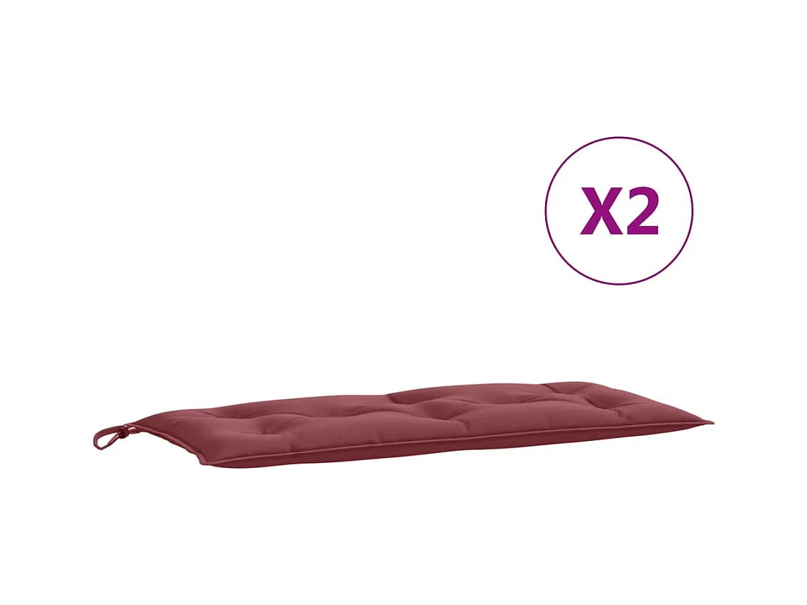 Cojines banco jardín 2 unidades tela rojo tinto melange 100x50x7 cm