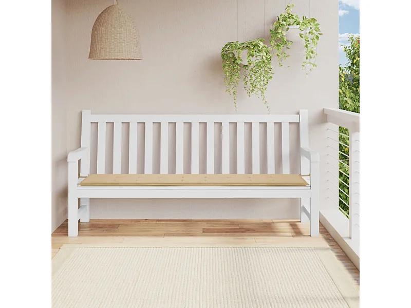 Cojín de banco de jardín tela Oxford beige 200x50x3 cm
