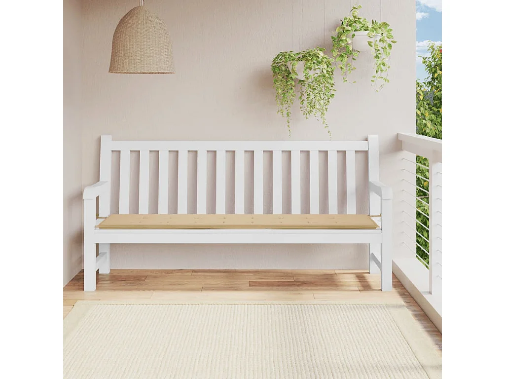 Coussin de banc de jardin beige 200x50x3 cm tissu oxford