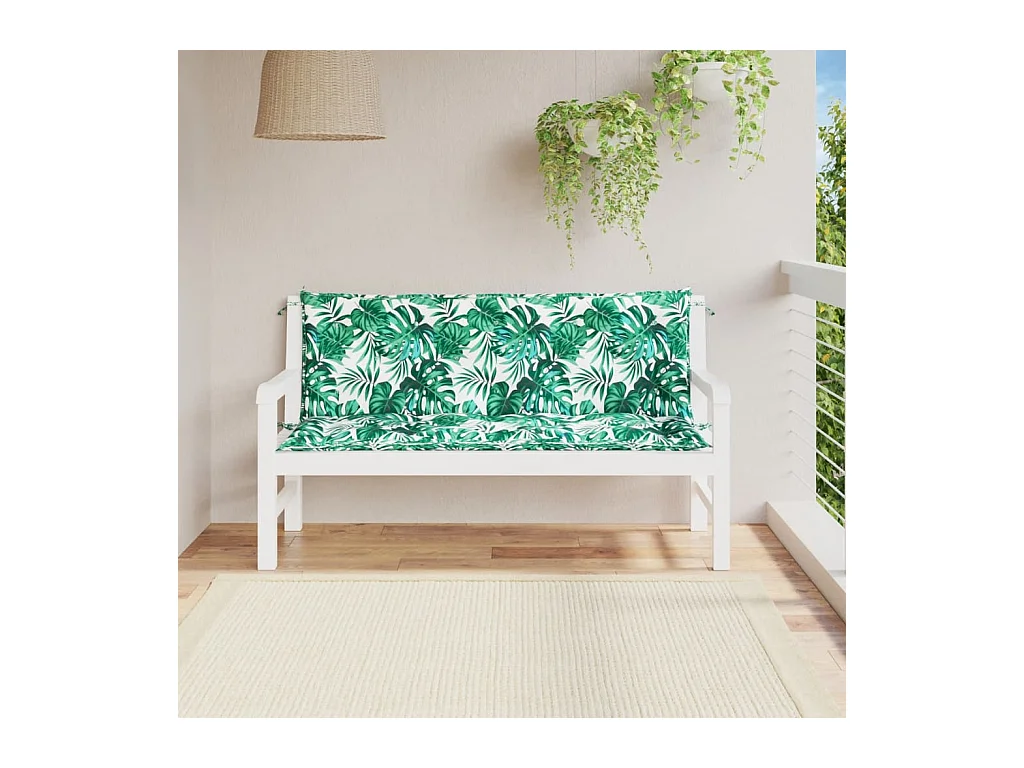 Tuinbankkussens 2 st 150x50x7 cm oxford stof bladpatroon