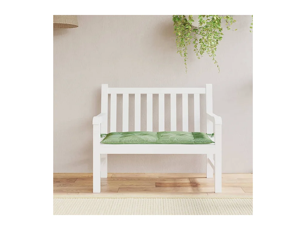 Coussin de banc de jardin motif de feuilles 110x50x7 cm tissu