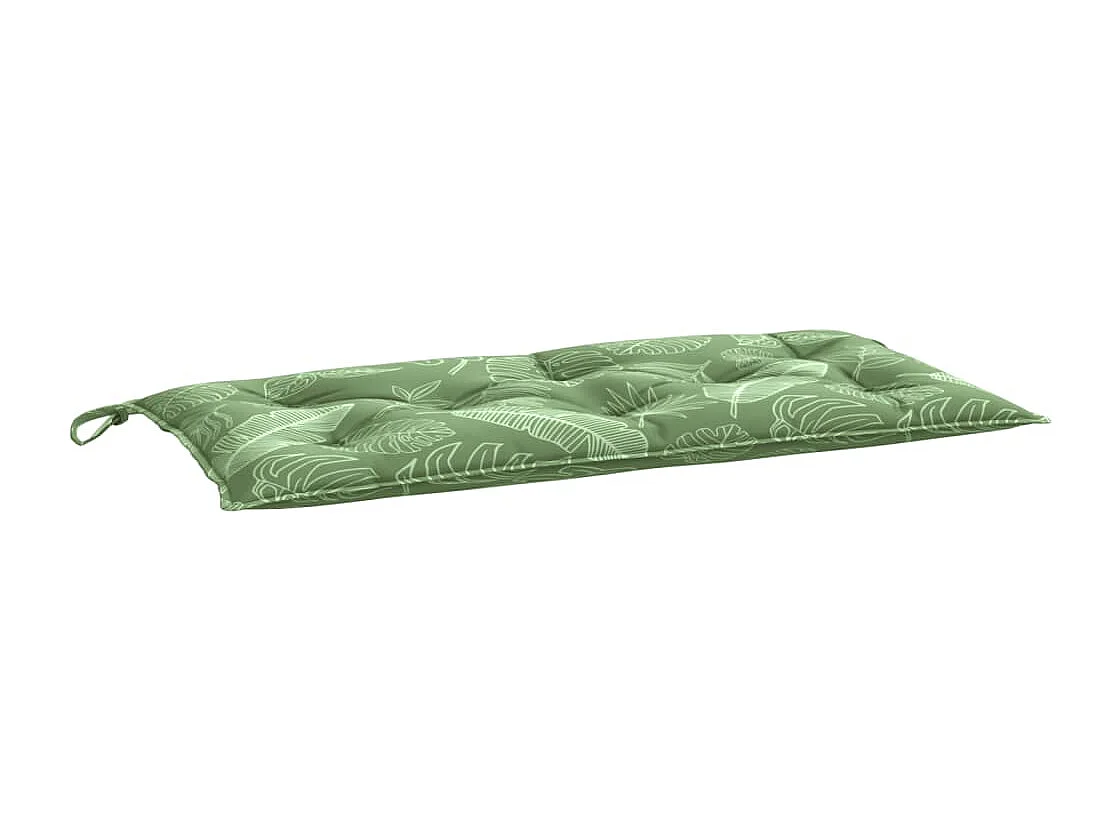 Coussin de banc de jardin motif de feuilles 110x50x7 cm tissu