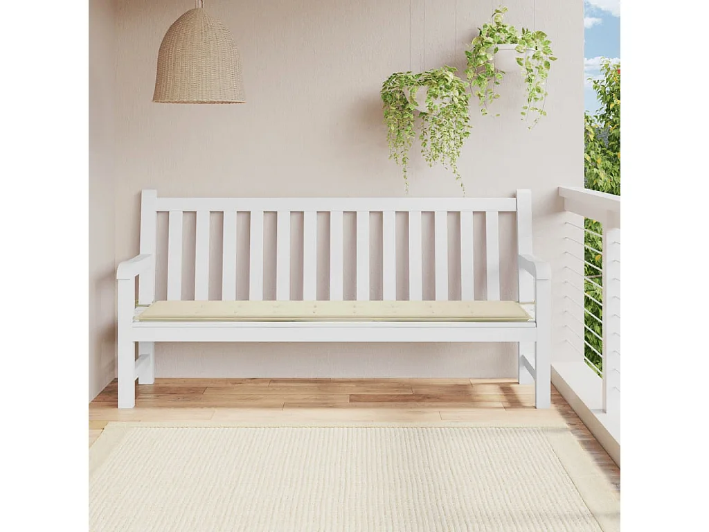 Almofadão para banco de jardim 200x50x3 cm tecido oxford creme