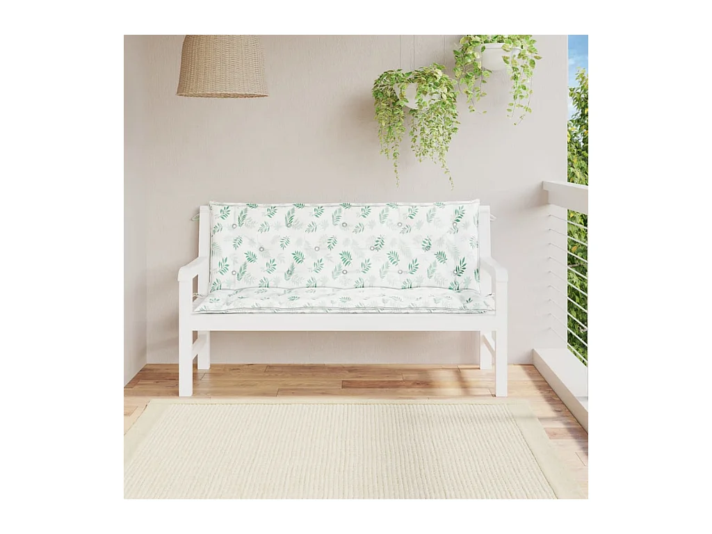Coussins de banc de jardin lot de 2 motif de feuilles tissu