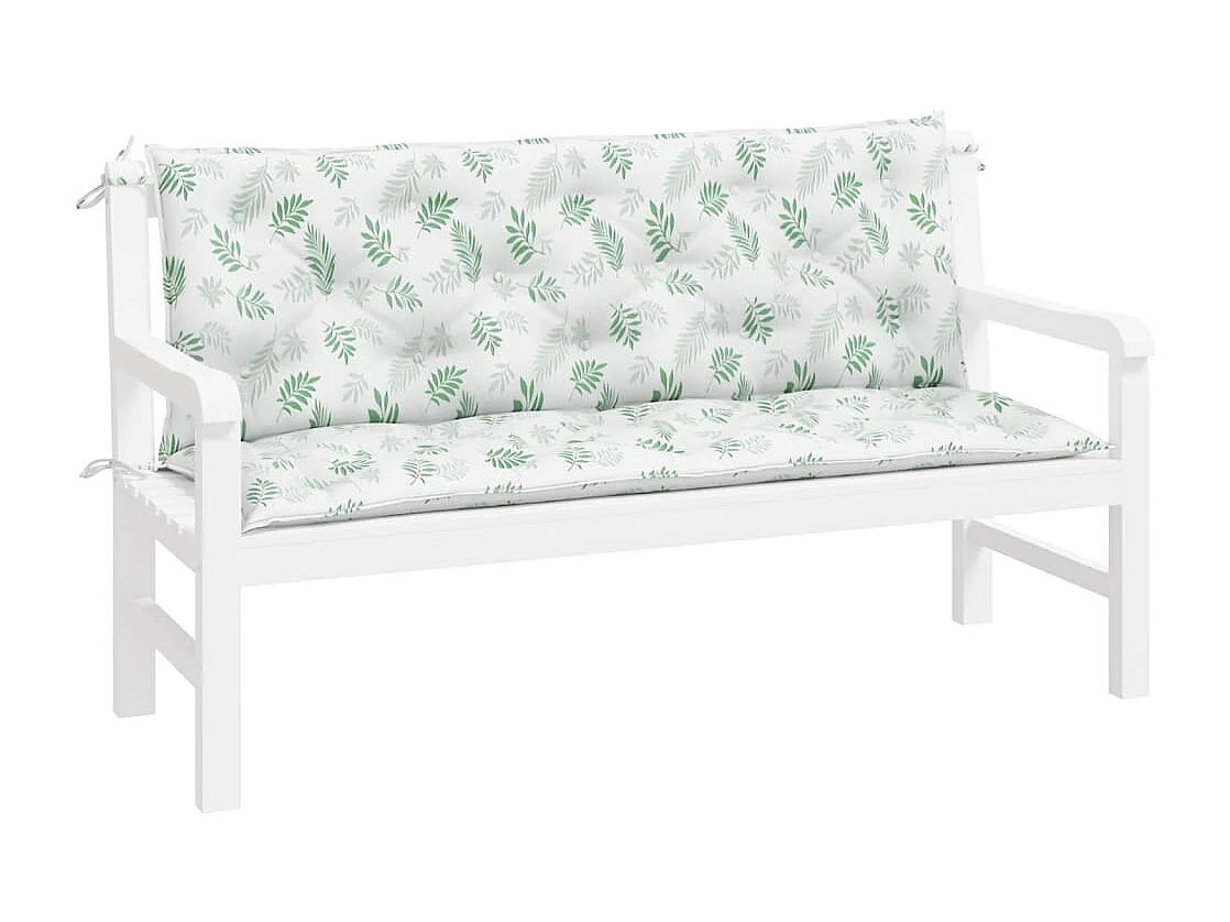 Almofadões banco jardim 2 peças 150x50x7 cm tecido padrão folhas