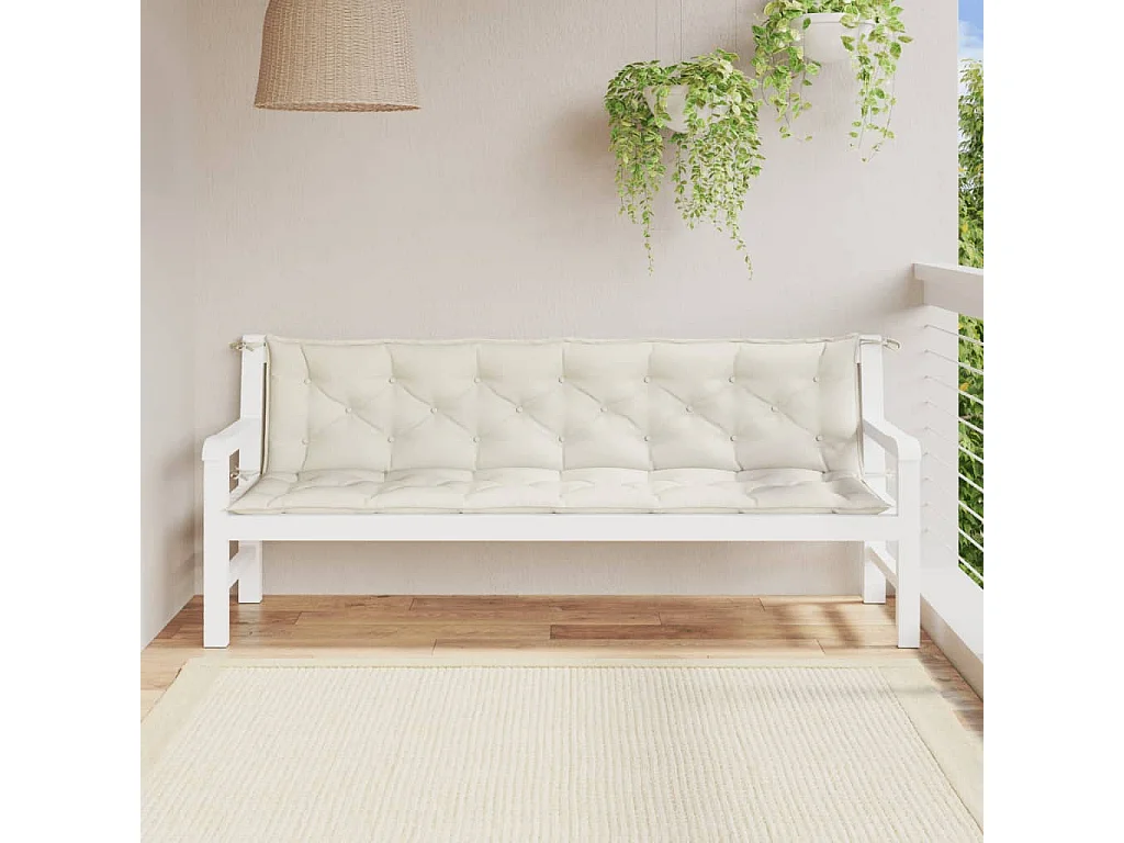 Coussins de banc de jardin lot de 2 crème mélangé tissu