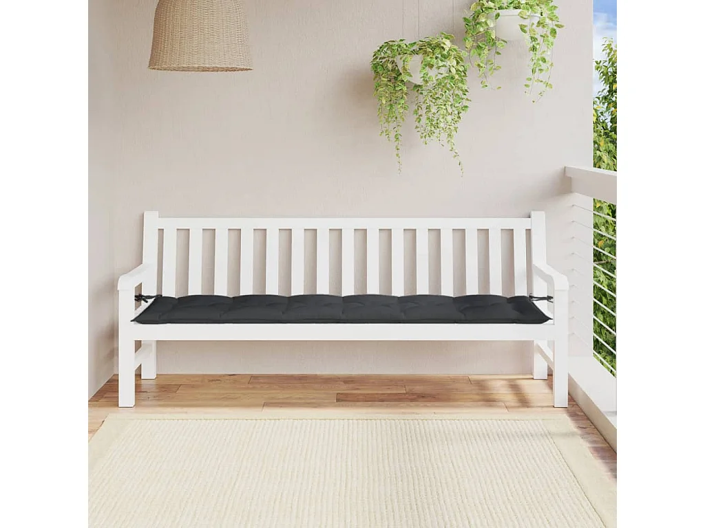 Coussin de banc de jardin anthracite mélangé 200x50x7 cm tissu