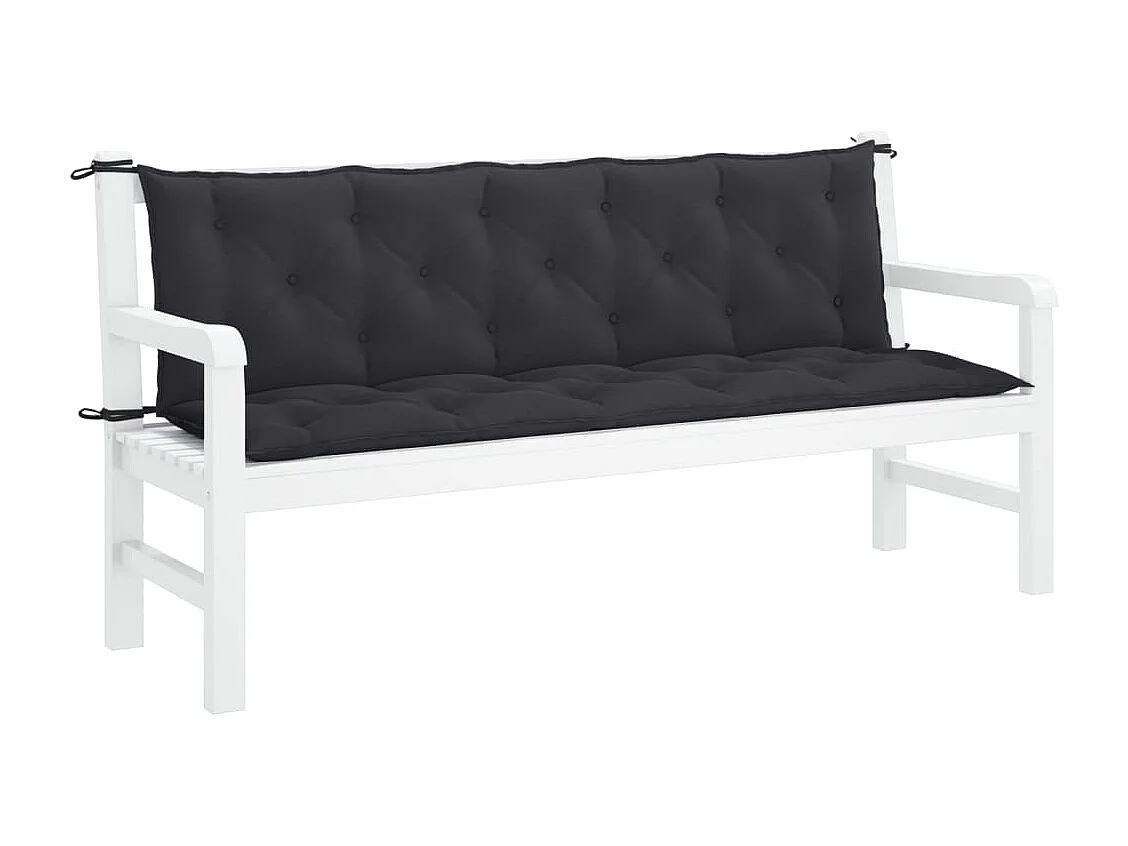 Cojines de banco de jardín 2 unidades tela Oxford negro 180x50x7 cm