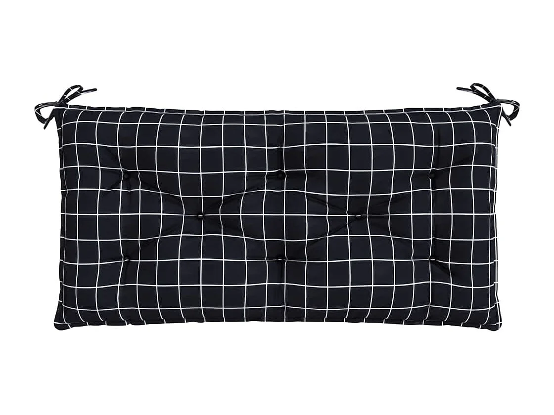 Coussin de banc de jardin carreaux noir 100x50x7cm tissu oxford