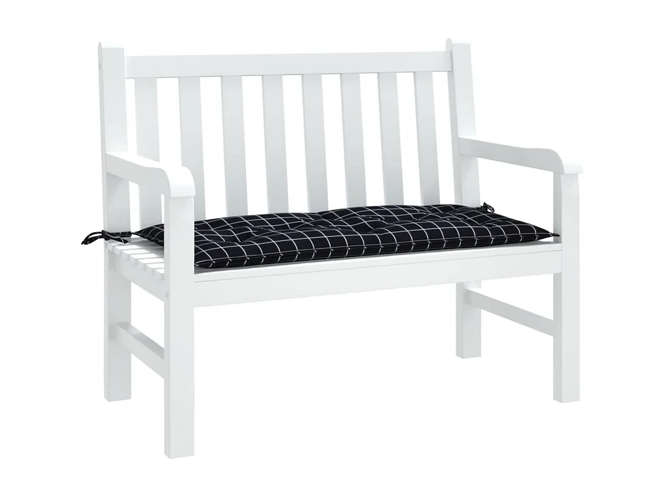 Coussin de banc de jardin carreaux noir 100x50x7cm tissu oxford