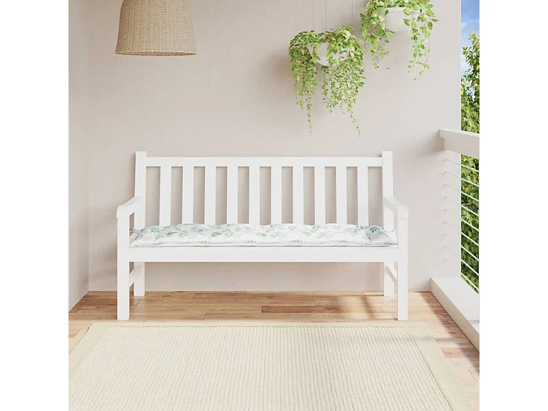 Coussin de banc de jardin motif de feuilles 150x50x7 cm
