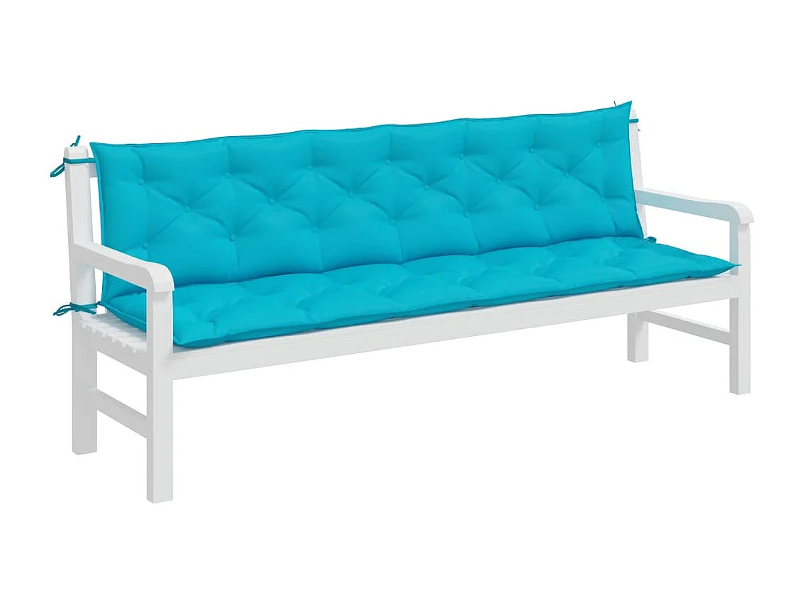 Coussins de banc de jardin lot de 2 turquoise 200x50x7 cm tissu