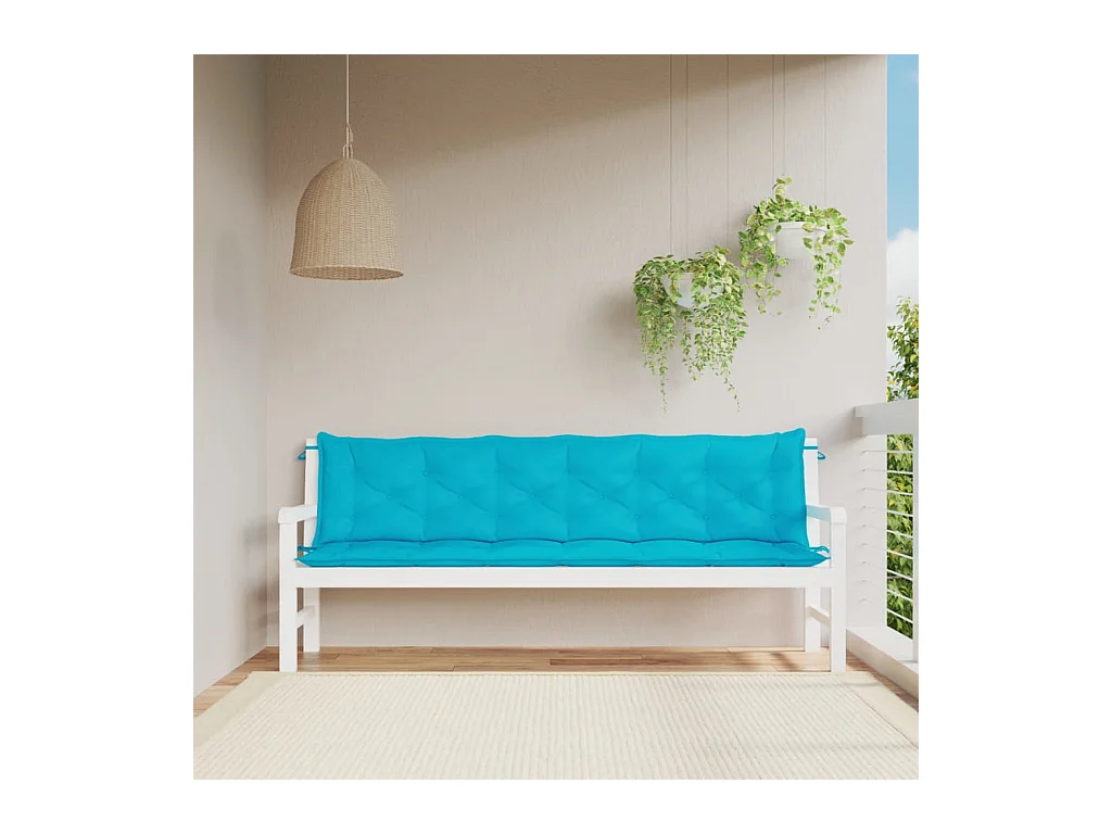 Coussins de banc de jardin lot de 2 turquoise 200x50x7 cm tissu