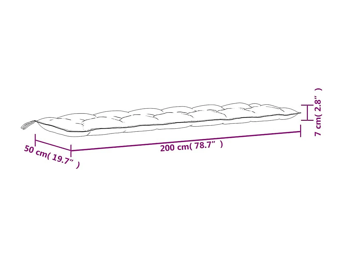 Coussins de banc de jardin lot de 2 turquoise 200x50x7 cm tissu