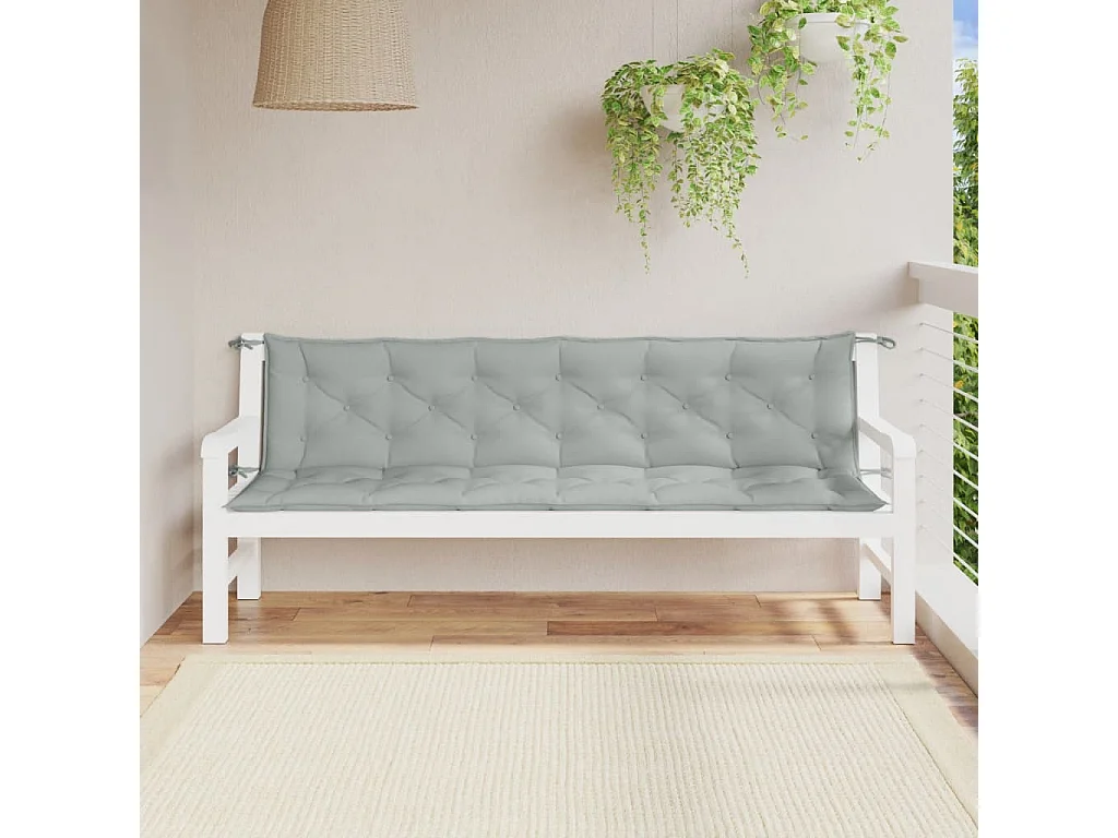 Cojines banco jardín 2 unidades tela gris claro melange 200x50x7 cm