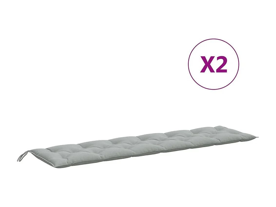 Cojines banco jardín 2 unidades tela gris claro melange 200x50x7 cm