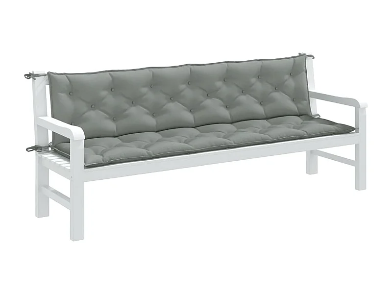 Cojines banco jardín 2 unidades tela gris claro melange 200x50x7 cm