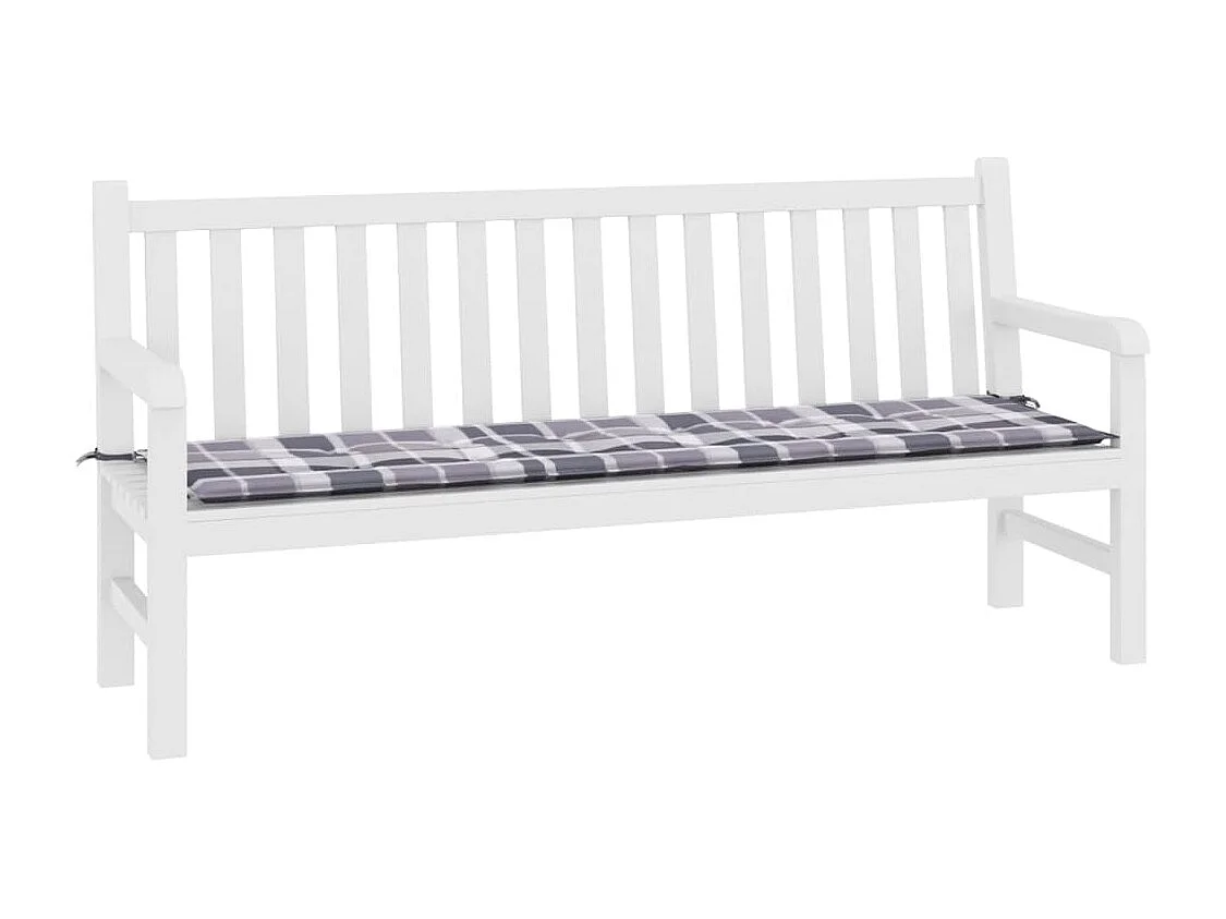 Almofadão para banco de jardim tecido oxford xadrez cinza