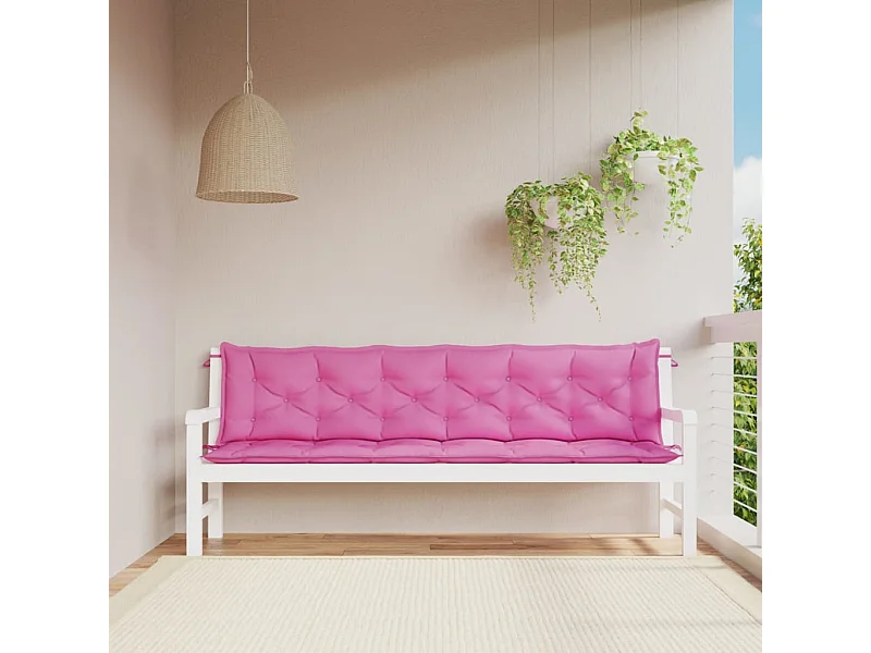 Coussins de banc de jardin lot de 2 rose 200x50x7 cm tissu