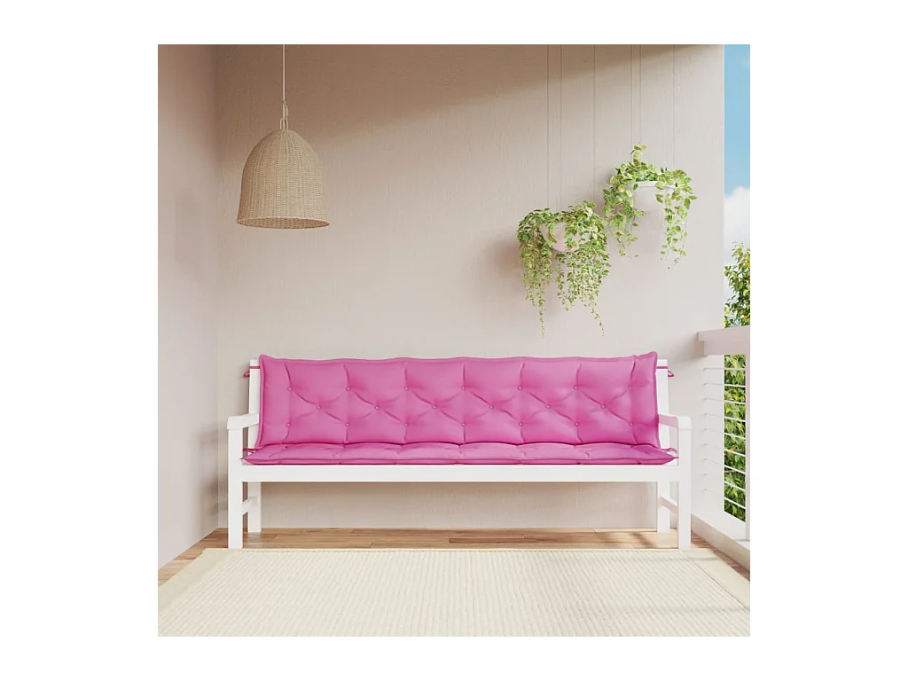 Coussins de banc de jardin lot de 2 rose 200x50x7 cm tissu