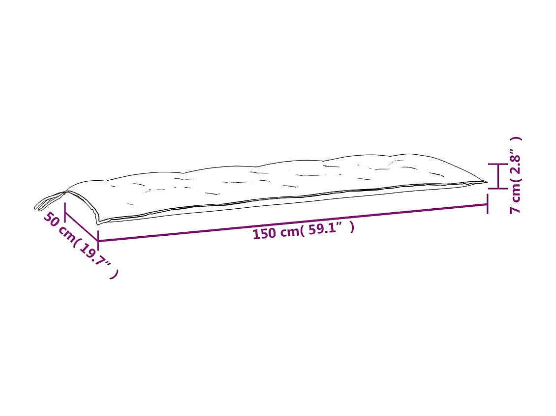 Coussin de banc de jardin taupe 150x50x7 cm tissu oxford