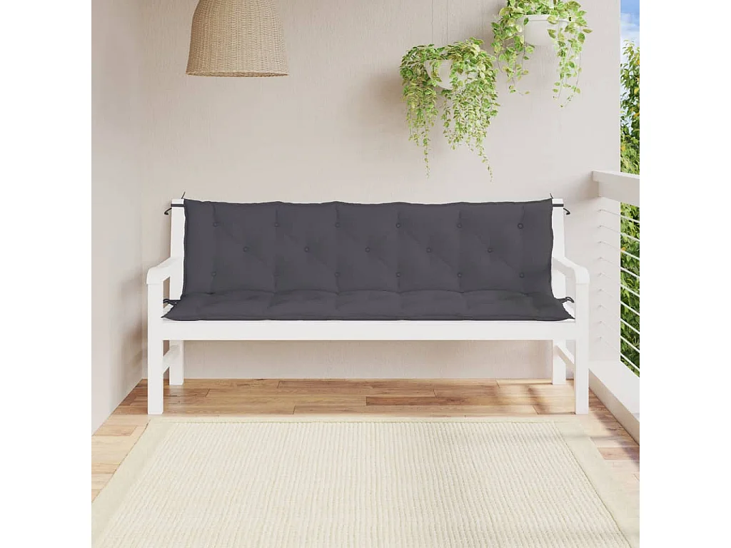 Tuinbankkussens 2 st 180x50x7 cm oxford stof antracietkleurig