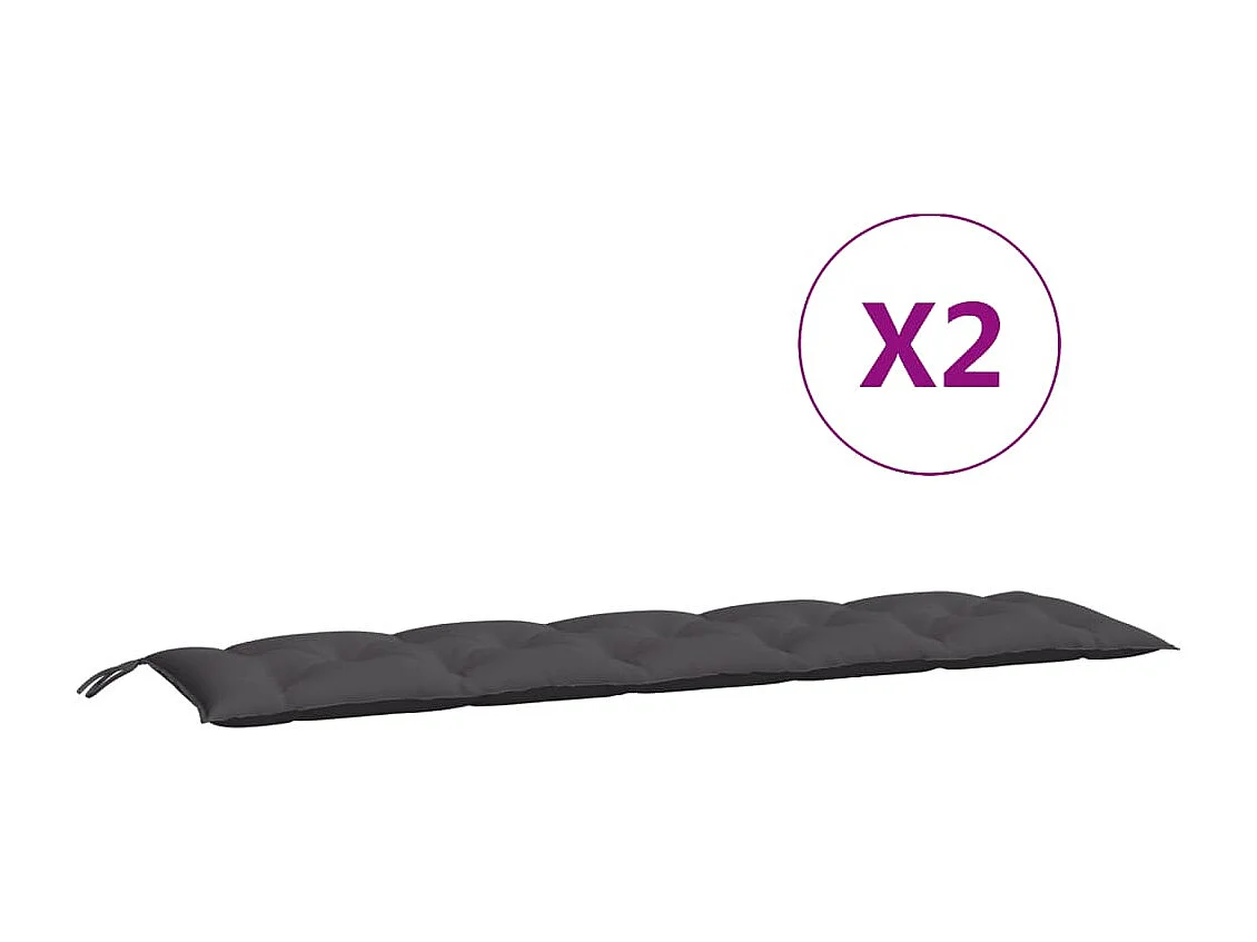 Tuinbankkussens 2 st 180x50x7 cm oxford stof antracietkleurig