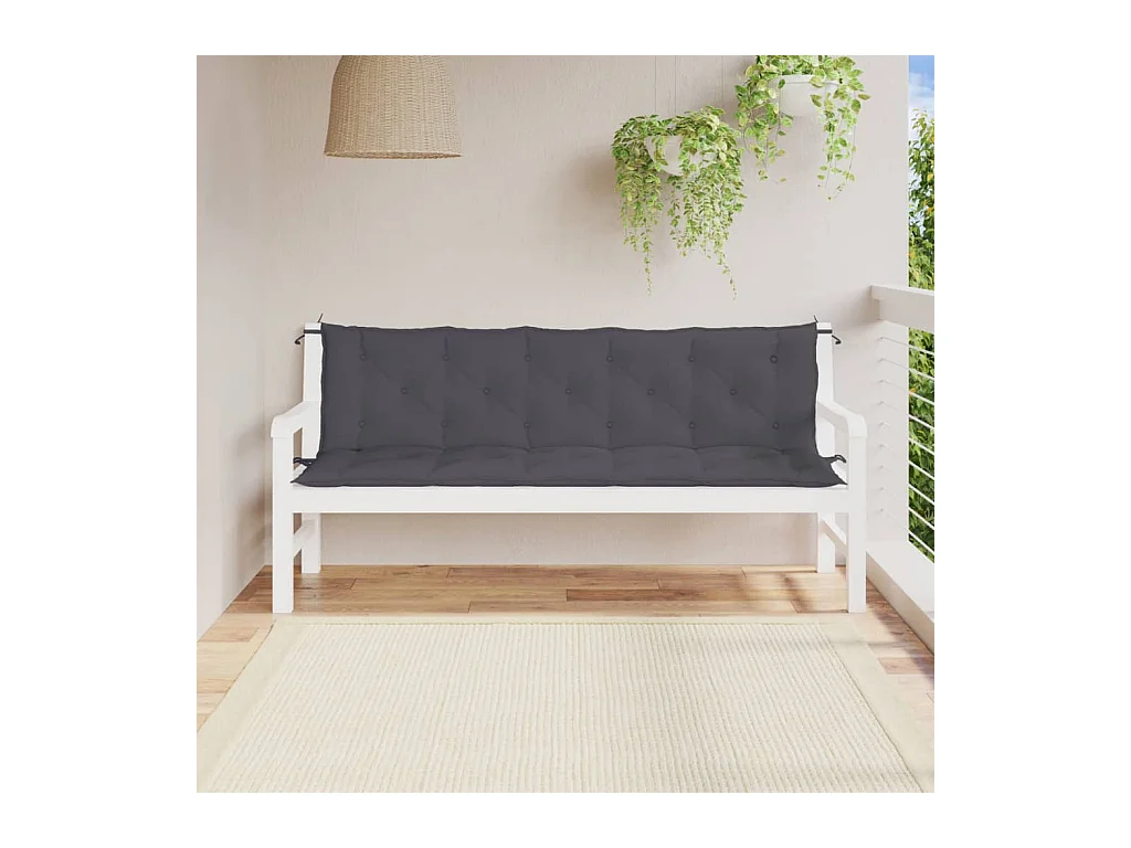 Coussins de banc de jardin 2 pièces anthracite tissu Oxford