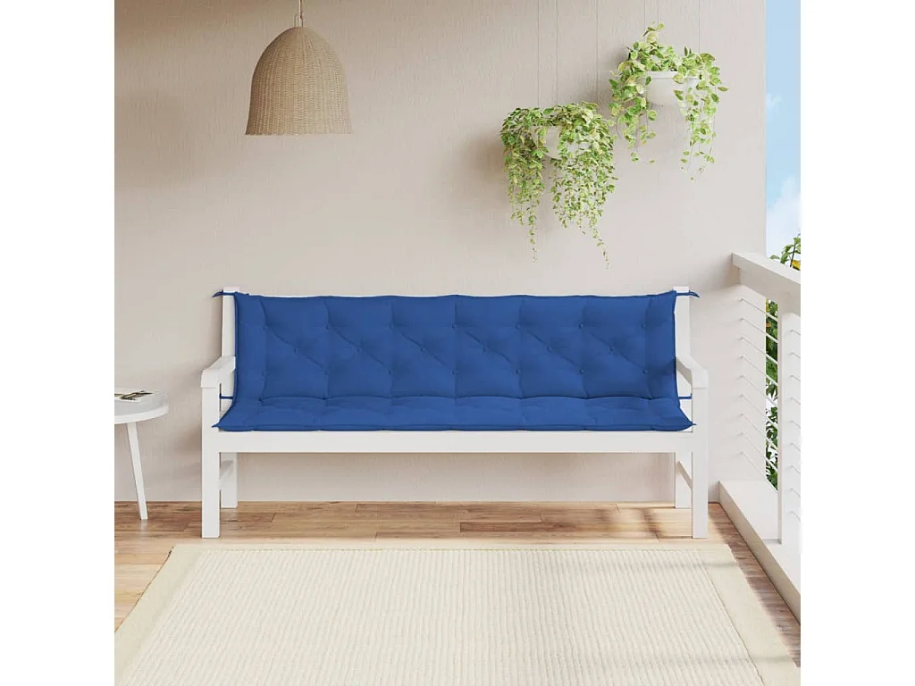 Cojines de banco de jardín 2 unidades tela Oxford azul 200x50x7 cm