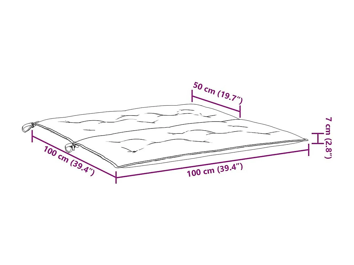 Almofadões banco jardim 2peças 100x50x7cm tecido oxford antracite