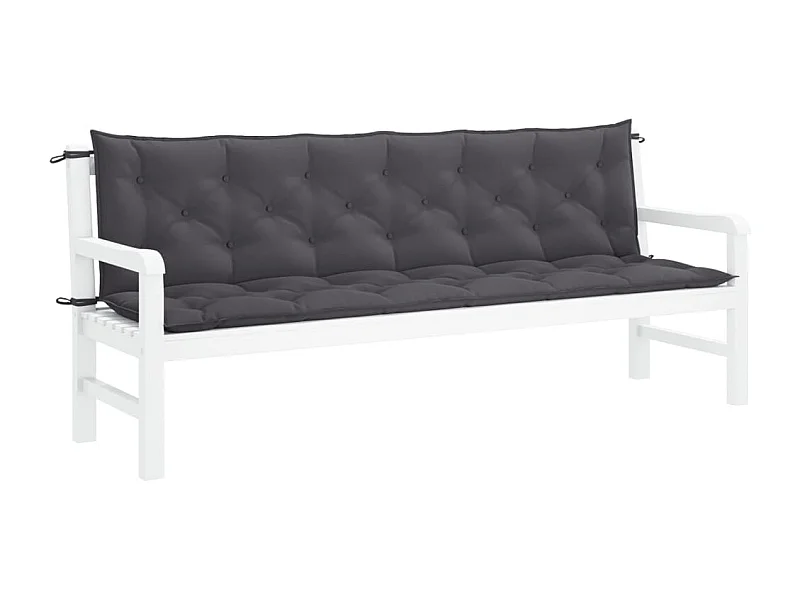 Almofadões banco jardim 2peças 200x50x7cm tecido oxford antracite