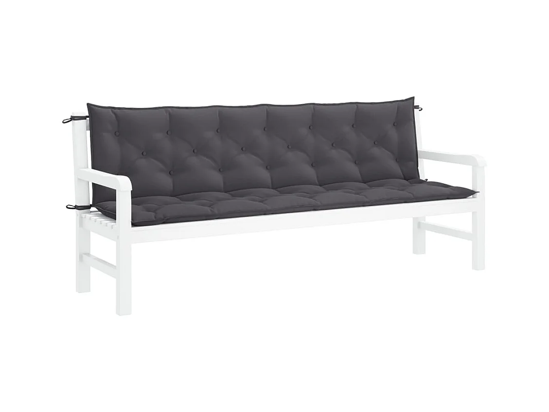 Almofadões banco jardim 2peças 200x50x7cm tecido oxford antracite