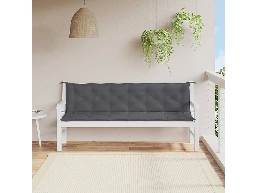 Almofadões banco jardim 2peças 200x50x7cm tecido oxford antracite