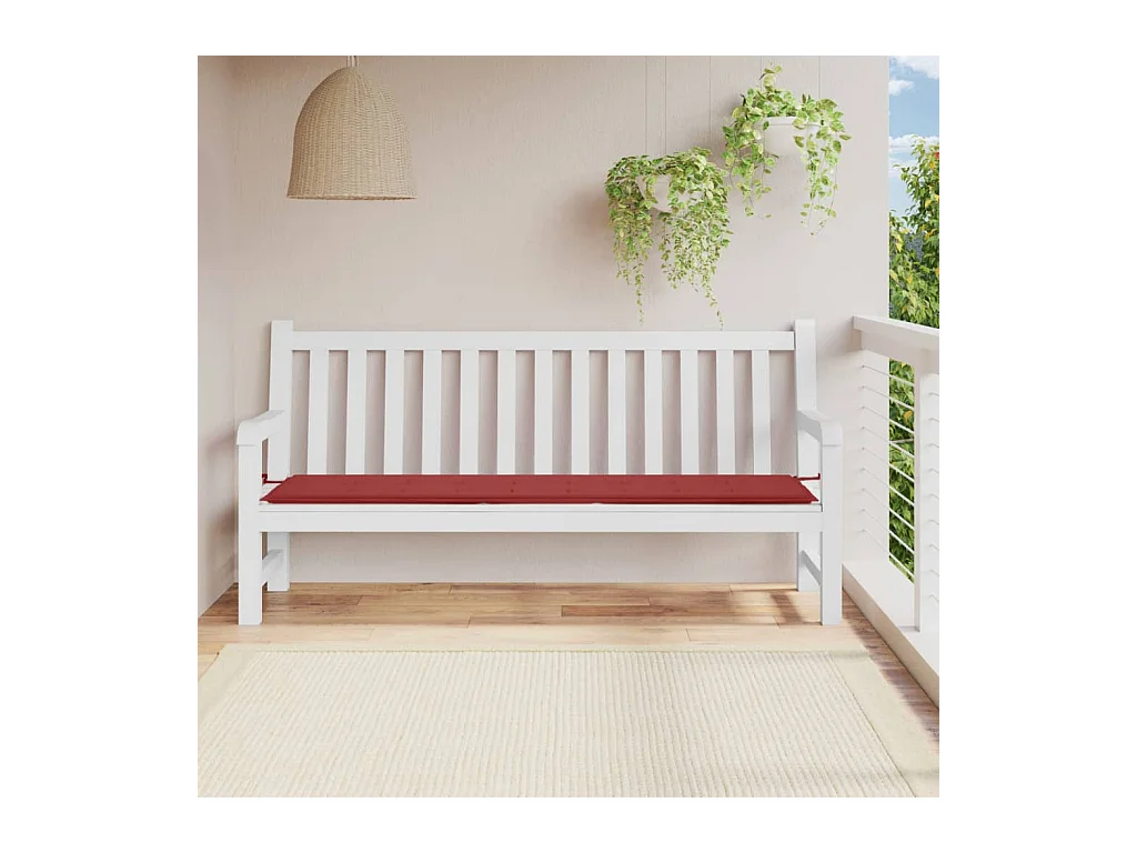 Coussin de banc de jardin rouge bordeaux 200x50x3 cm
