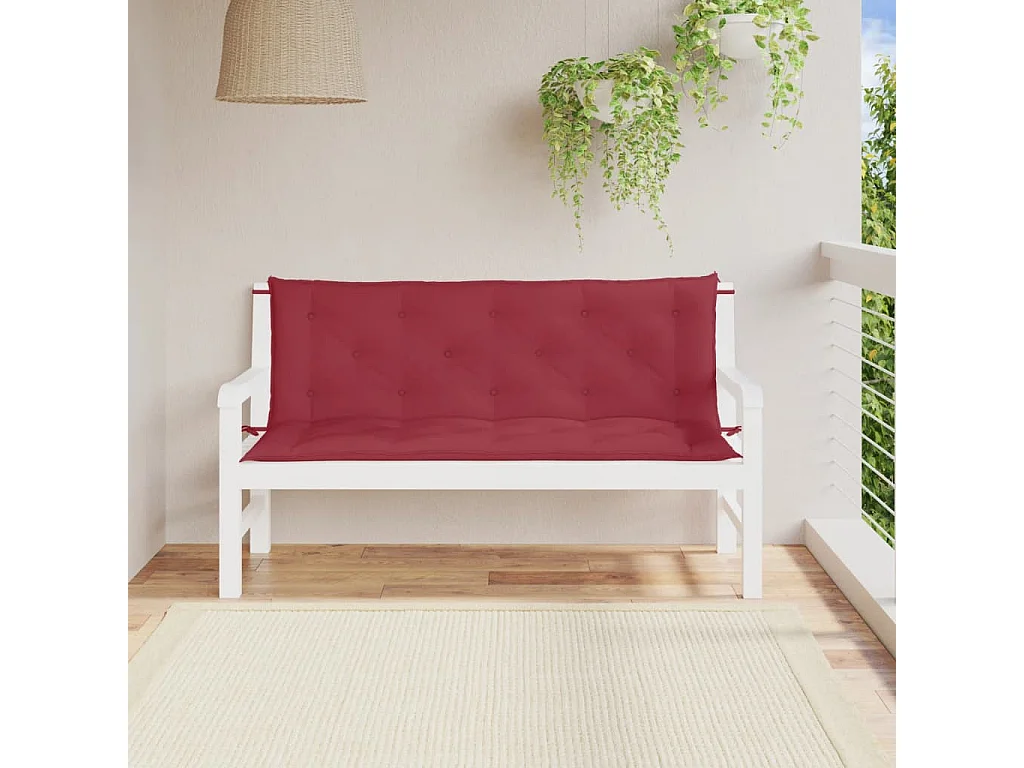 Coussins de banc de jardin 2 pièces rouge bordeaux tissu Oxford