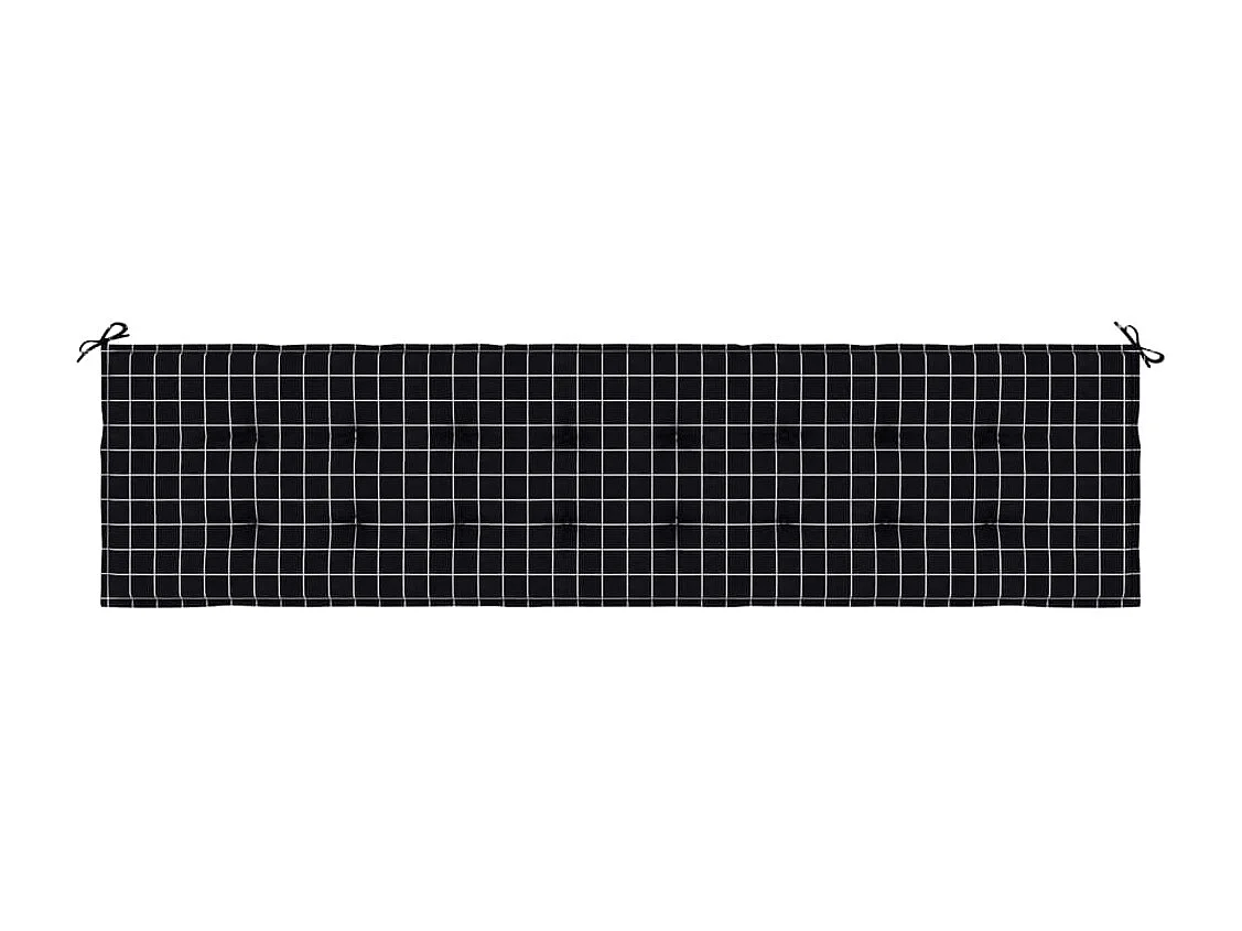 Coussin de banc de jardin carreaux noir 200x50x3 cm tissu