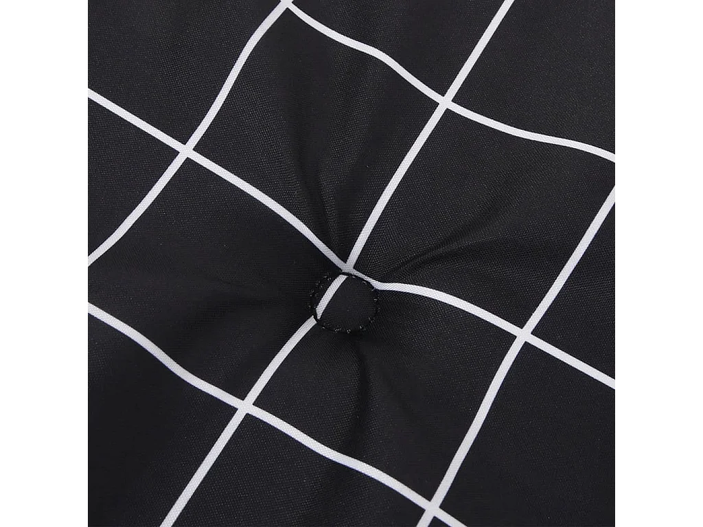 Coussin de banc de jardin carreaux noir 200x50x3 cm tissu